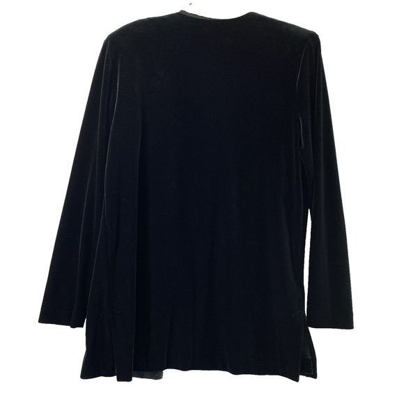 Vtg JBS Velvet Jacket Womens Size 10 Rhinestone Open Front Black Evening Party - Picture 2 of 10